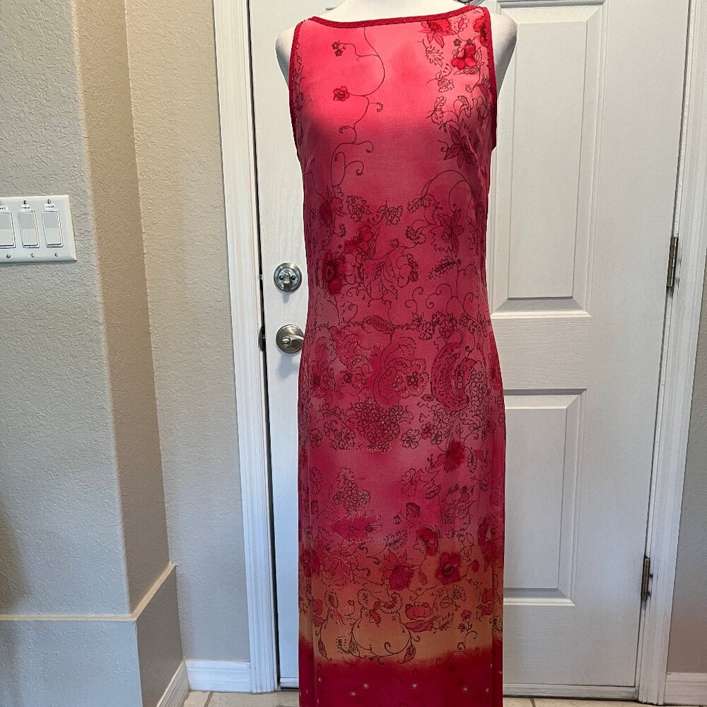 Susan Bristol ankle length pink print dress, size 4